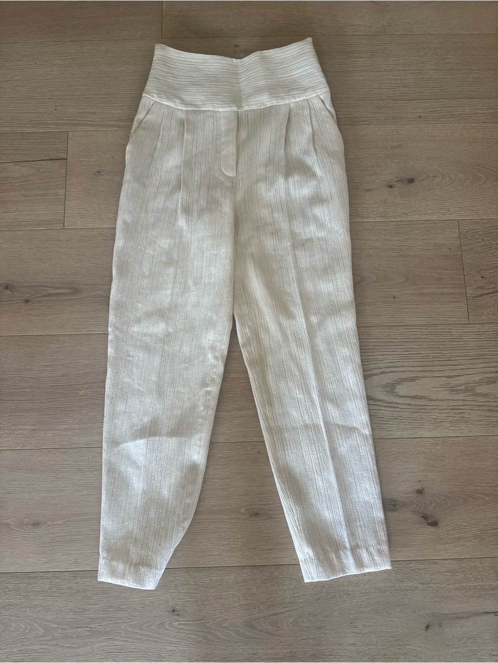 The Row Cream High-Waist Straight Leg Pants